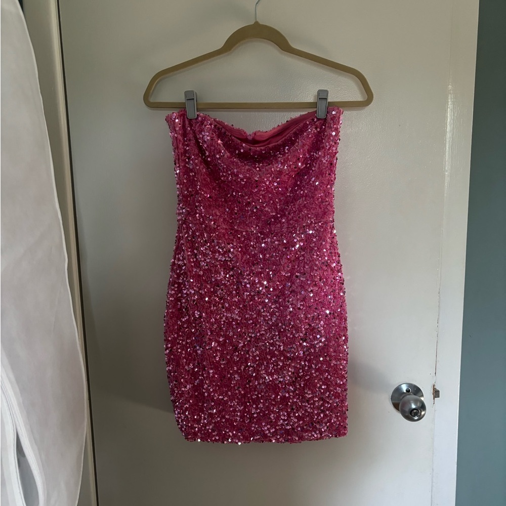 Pink Sequence Body Con Dress